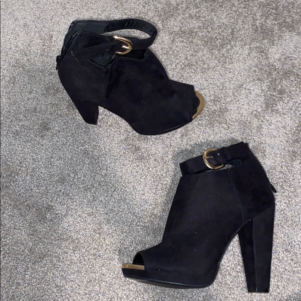 Suede Black Heels